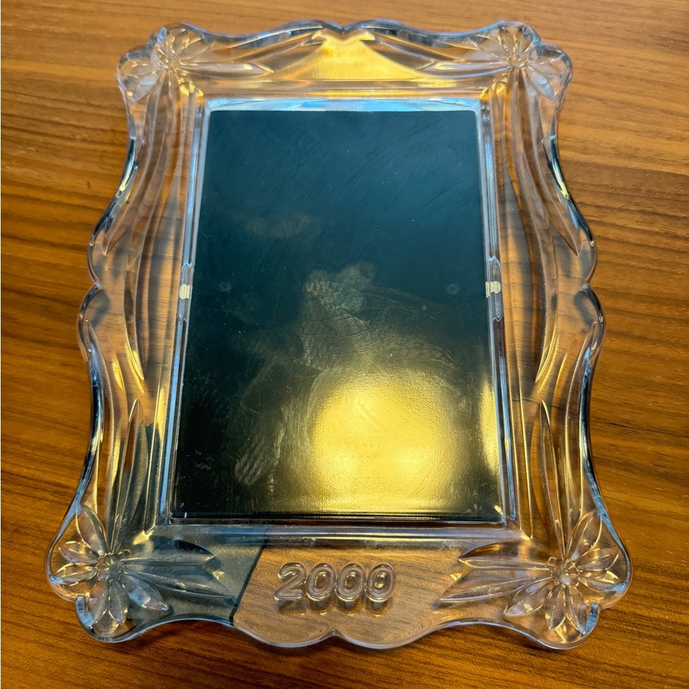 WATERFORD CRYSTAL PICTURE FRAME MILLENNIUM 2000 ETCHED ON BOTTOM OF FRAME 4X6
